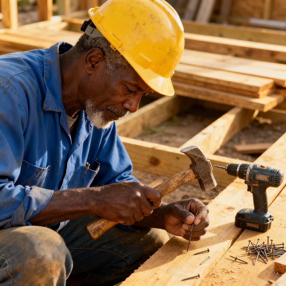 Dingwayo Reason Ndlovu - Experienced construction professional and Sinqobile Construction owner in work overalls looking directly at camera
